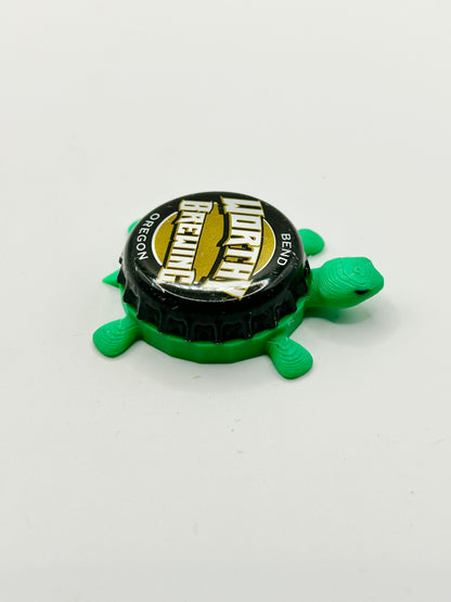 Worthy Brewing - Bottle Cap Magnet Turtle Shell Shocked Art