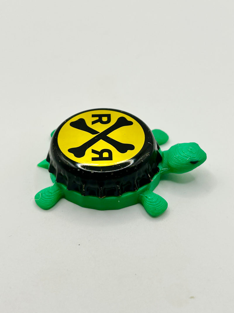 Train Wreck Mountain Town Brewing - Bottle Cap Magnet Turtle Shell Shocked Art