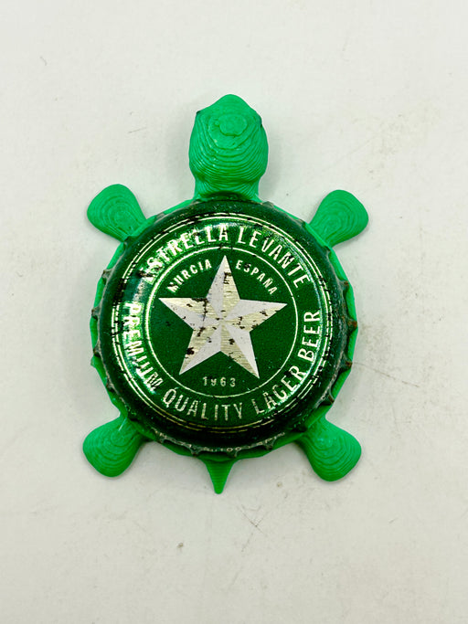 Estrella Levante Brewing - Bottle Cap Magnet Turtle Shell Shocked Art