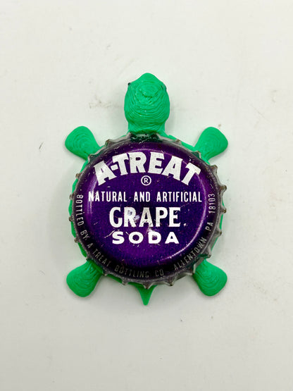 A-Treat Grape Soda - Bottle Cap Magnet Turtle Shell Shocked Art