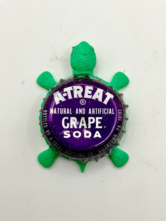 A-Treat Grape Soda - Bottle Cap Magnet Turtle Shell Shocked Art