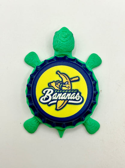 Savannah Bananas (Blue Cap) - Bottle Cap Magnet Turtle Shell Shocked Art