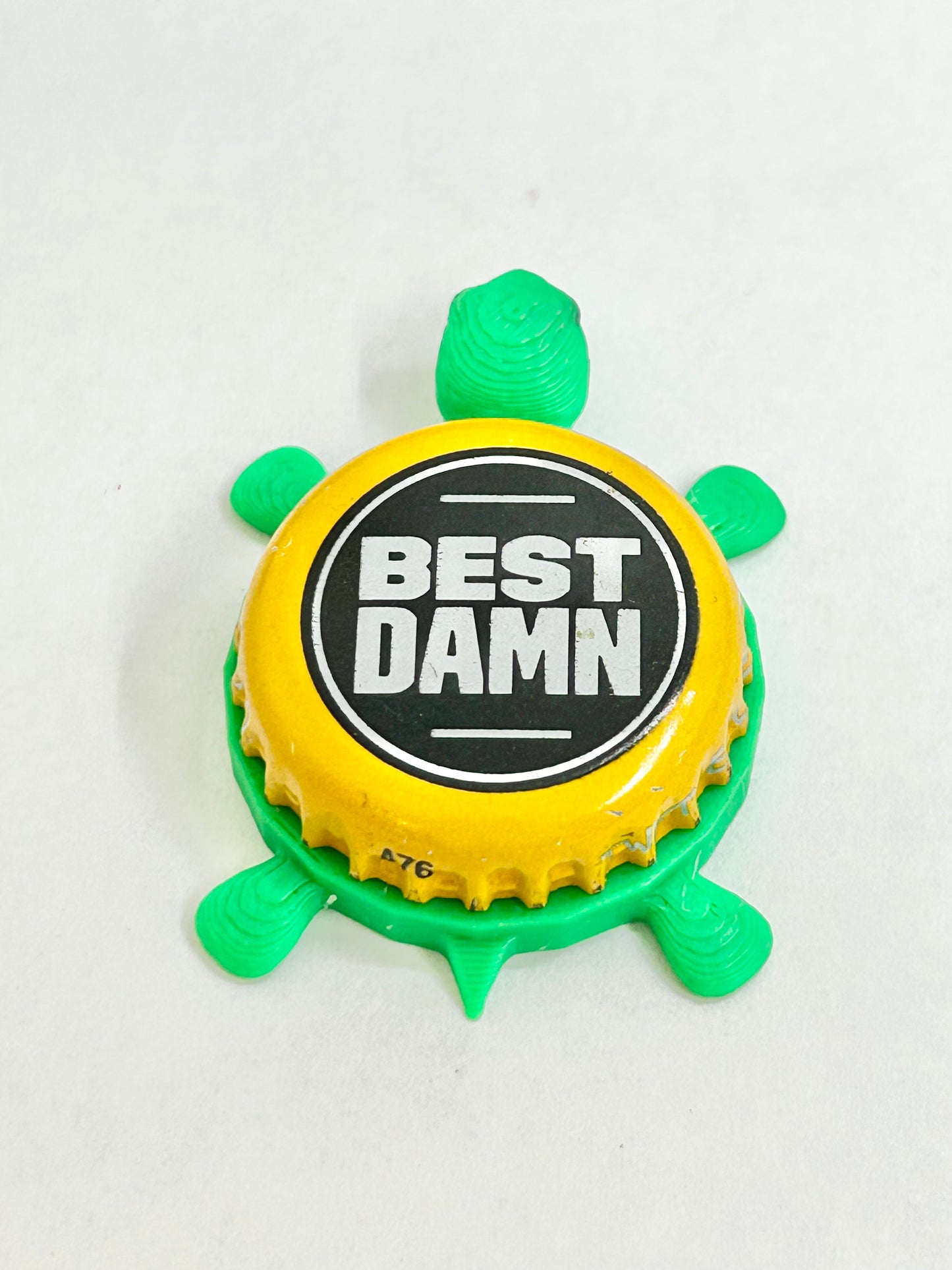 Best Damn Brewing (Yellow) - Bottle Cap Magnet Turtle