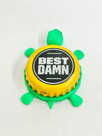 Best Damn Brewing (Yellow) - Bottle Cap Magnet Turtle Shell Shocked Art