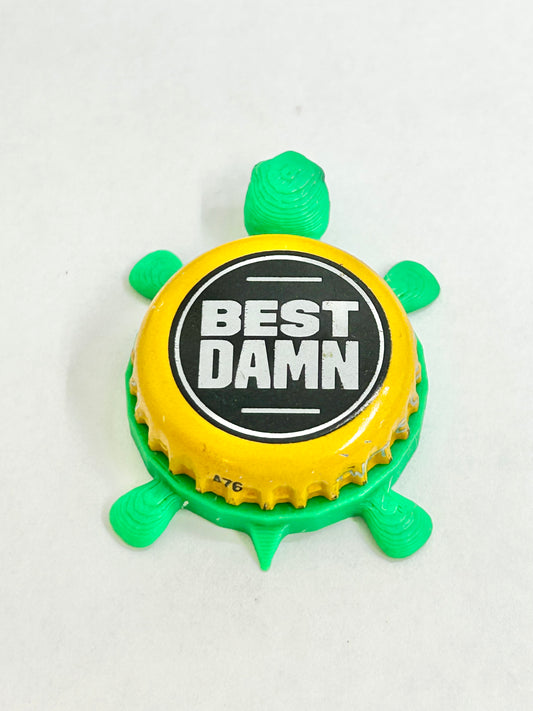 Best Damn Brewing (Yellow) - Bottle Cap Magnet Turtle