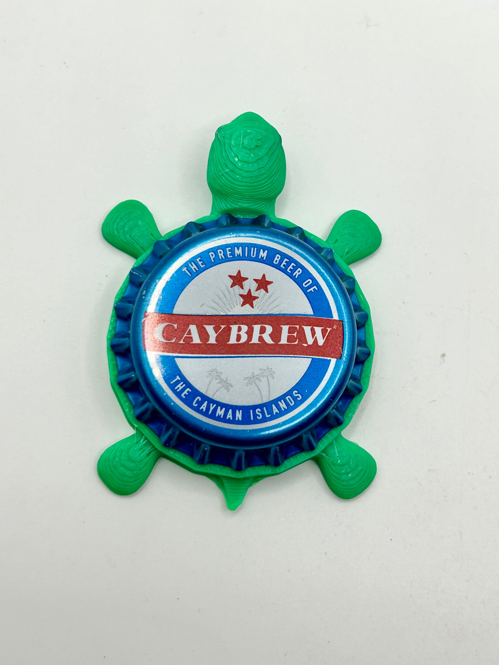 Caybrew, Blue (Cayman Islands) - Turtle Bottle Cap Magnet Shell Shocked Art