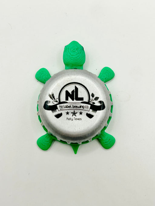 No Label Brewing - Bottle Cap Magnet Turtle Shell Shocked Art