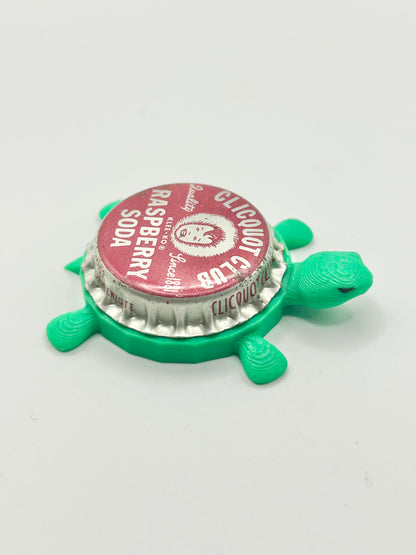 Clicquot Club Raspberry Soda - Bottle Cap Magnet Turtle Shell Shocked Art