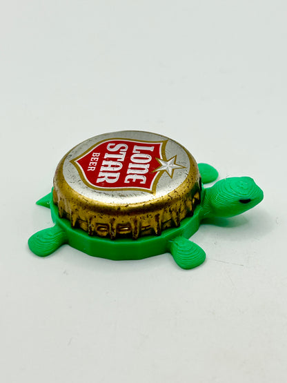 Lone Star Beer (Silver) - Bottle Cap Magnet Turtle Shell Shocked Art