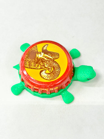 Shiner Bock Ram - Bottle Cap Magnet Turtle Shell Shocked Art