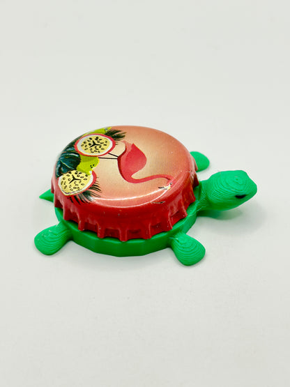 Bell's Beer (Flamingo Fruit Fight) - Bottle Cap Magnet Turtle Shell Shocked Art