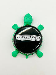 Ellicottville Brewing - Bottle Cap Magnet Turtle Shell Shocked Art