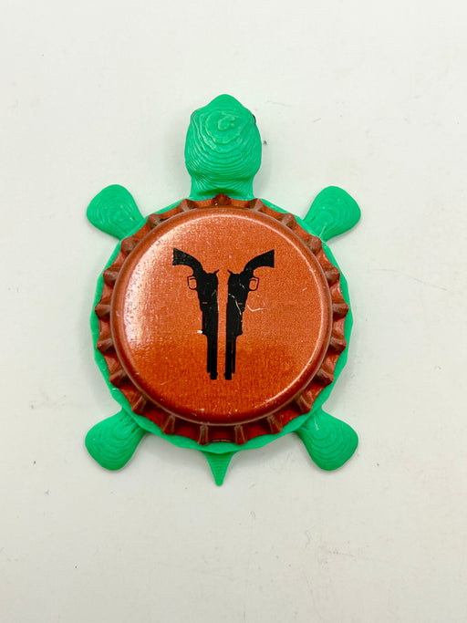 Texas Revolver Brewing (Red) - Bottle Cap Magnet Turtle Shell Shocked Art