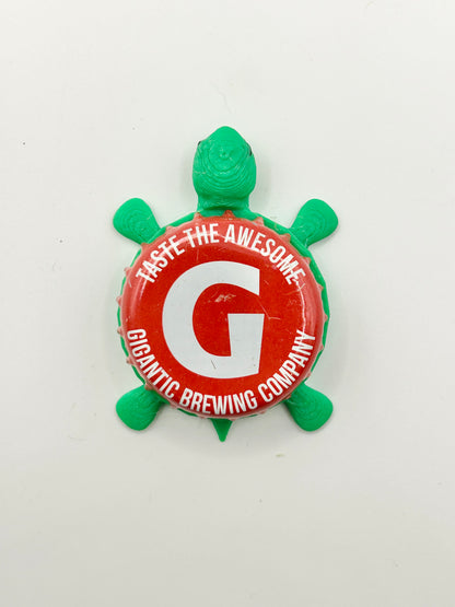 Gigantic Brewing - Bottle Cap Magnet Turtle Shell Shocked Art
