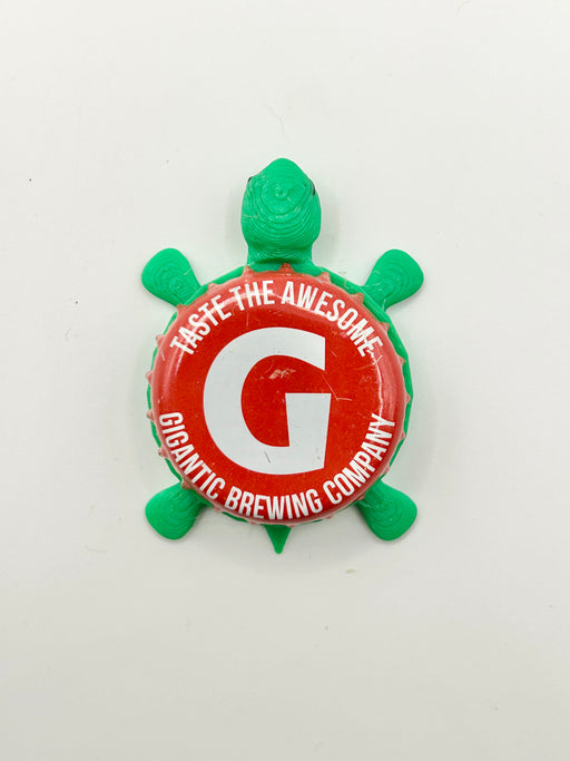 Gigantic Brewing - Bottle Cap Magnet Turtle Shell Shocked Art