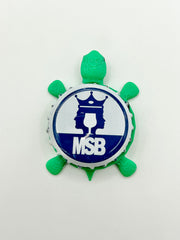 Mustang Sally Brewing - Bottle Cap Magnet Turtle Shell Shocked Art