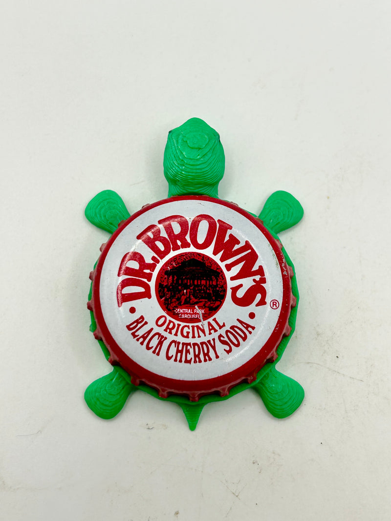 Dr Brown’s Black Cherry Soda - Bottle Cap Magnet Turtle Shell Shocked Art