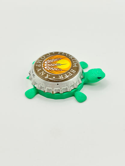 Florida Beer Co - Bottle Cap Magnet Turtle Shell Shocked Art