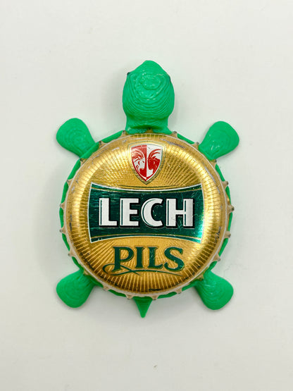 Lech Pils - Bottle Cap Magnet Turtle Shell Shocked Art