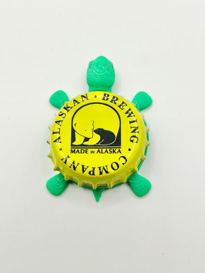 Alaskan Brewing (Neon Yellow) - Bottle Cap Magnet Turtle Shell Shocked Art