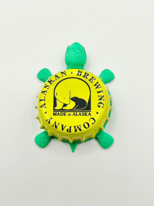 Alaskan Brewing (Neon Yellow) - Bottle Cap Magnet Turtle