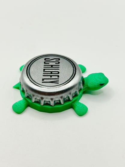 Schlafly Beer (Silver) - Bottle Cap Magnet Turtle Shell Shocked Art