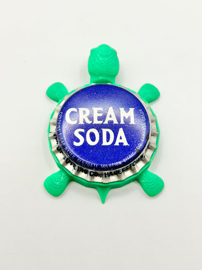 Cream Soda (Dark Blue) - Bottle Cap Magnet Turtle Shell Shocked Art