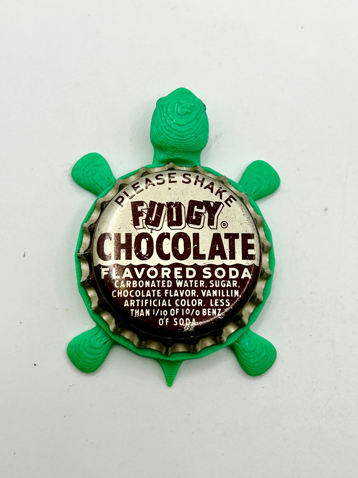 Fudgy Chocolate Soda - Bottle Cap Magnet Turtle Shell Shocked Art