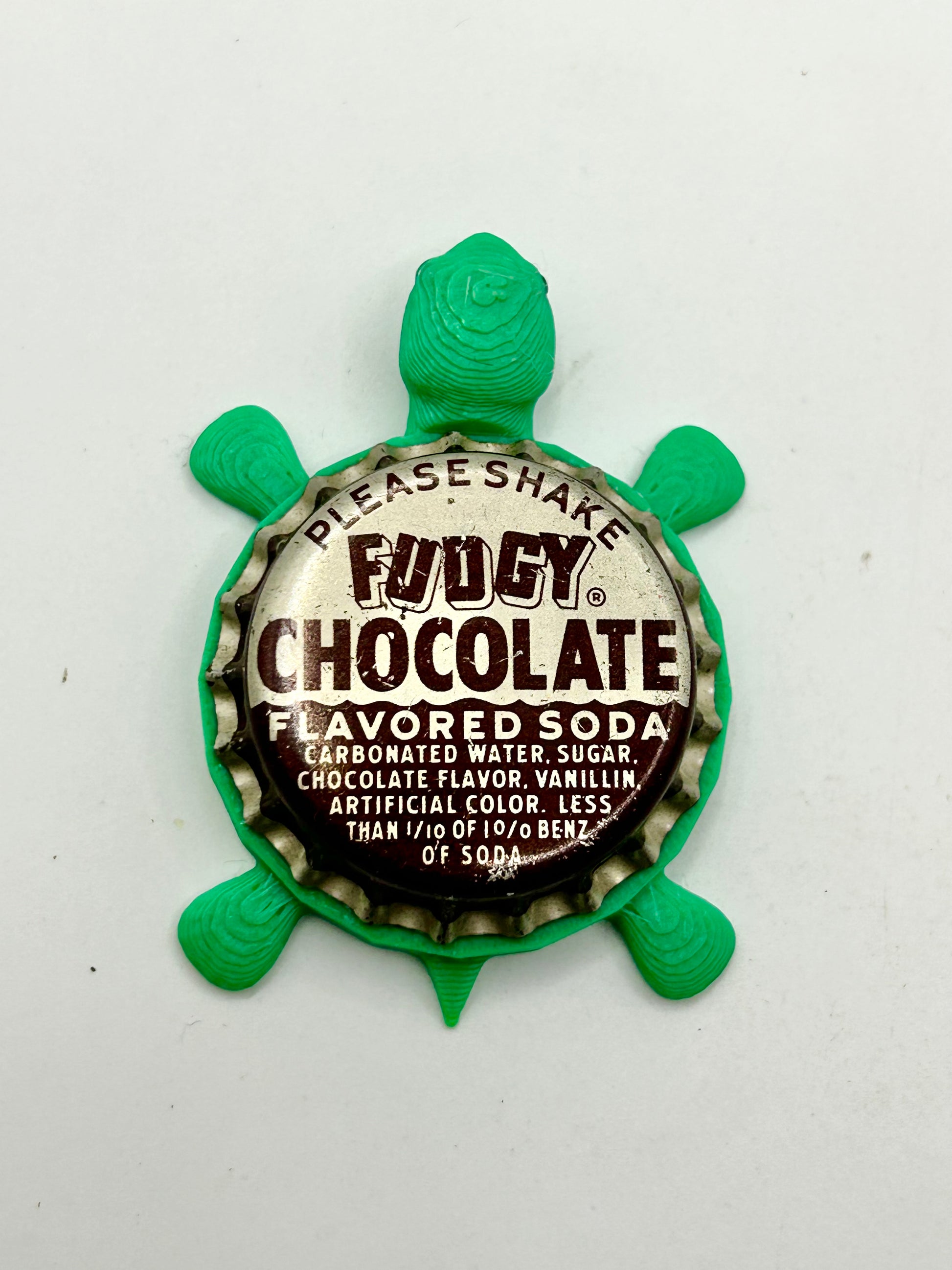 Fudgy Chocolate Soda - Bottle Cap Magnet Turtle Shell Shocked Art