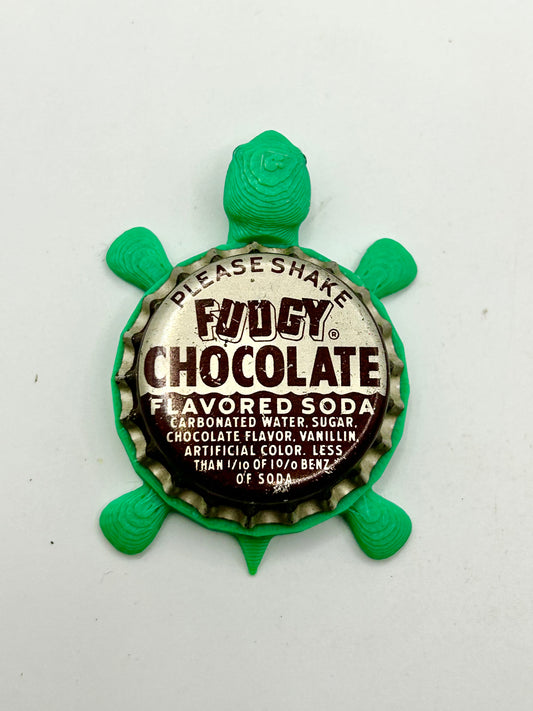 Fudgy Chocolate Soda - Bottle Cap Magnet Turtle Shell Shocked Art