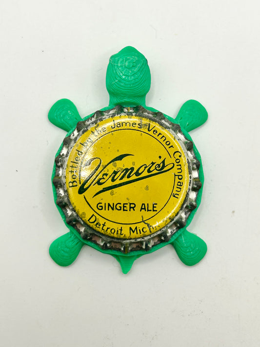 Vernors Soda (Ginger Ale) - Bottle Cap Magnet Turtle Shell Shocked Art