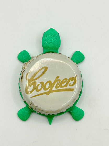 Cooper’s Brewing (White) - Bottle Cap Magnet Turtle Shell Shocked Art