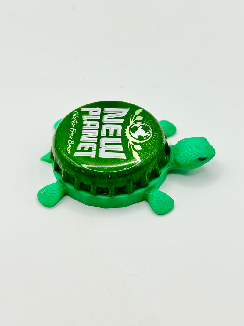 New Planet Beer - Bottle Cap Magnet Turtle Shell Shocked Art
