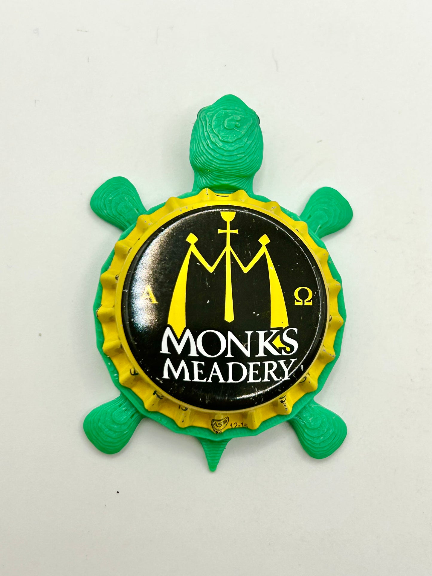 Monks Meadery - Bottle Cap Magnet Turtle Shell Shocked Art