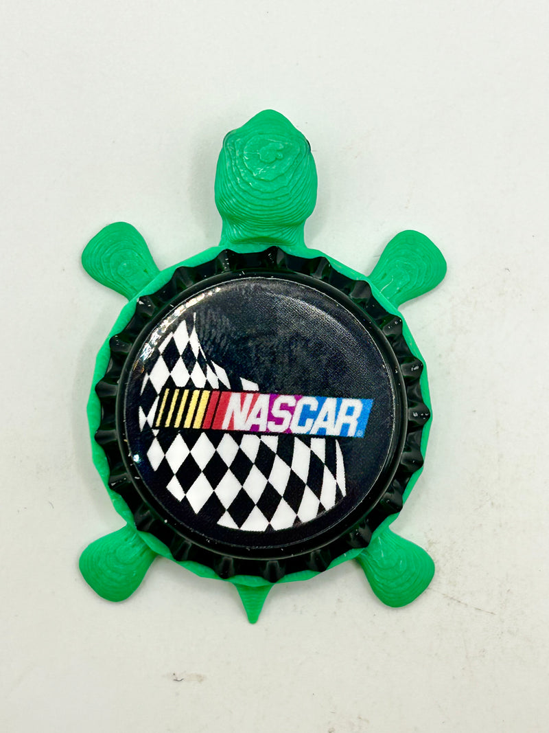 NASCAR - Bottle Cap Magnet Turtle Shell Shocked Art