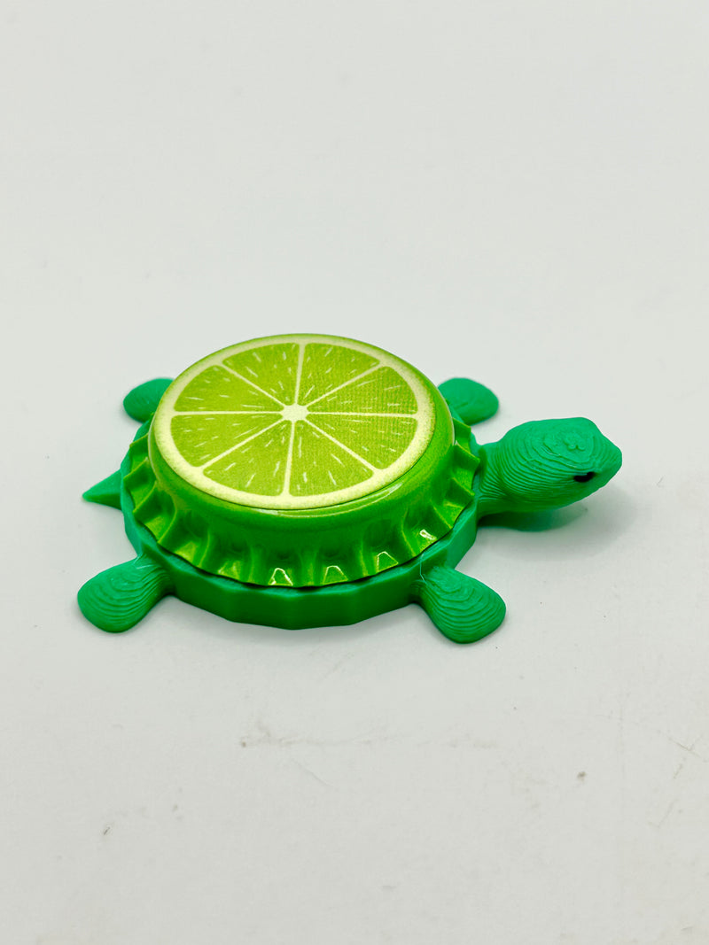 Lime Slice - Bottle Cap Magnet Turtle