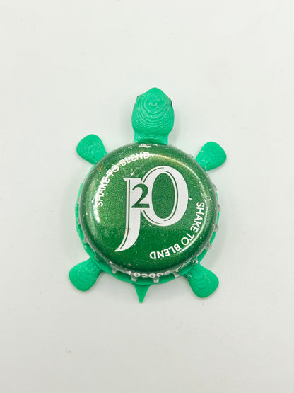Britvic J2O Fruit Juice - Bottle Cap Magnet Turtle Shell Shocked Art