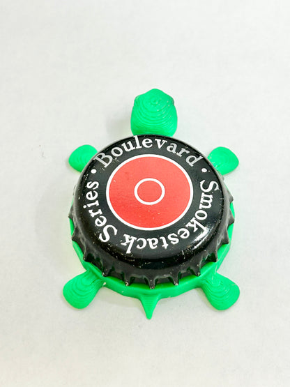 Boulevard Brewing (Smokestack Series Red Circle) - Bottle Cap Magnet Turtle Shell Shocked Art