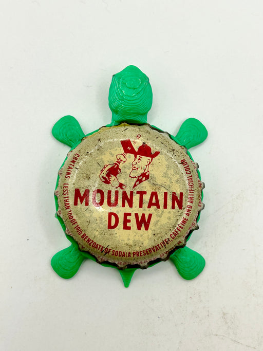 Mountain Dew (Vintage Moonshiner, White) - Bottle Cap Magnet Turtle Shell Shocked Art