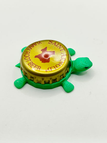 Saint Arnold Yummy Root Beer - Bottle Cap Magnet Turtle Shell Shocked Art