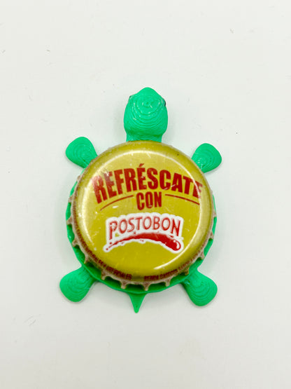 Refrescate Con Postobon - Bottle Cap Magnet Turtle Shell Shocked Art