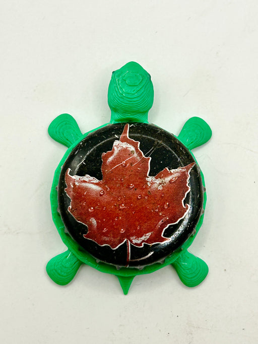 Molson (Red Leaf, Black) - Bottle Cap Magnet Turtle Shell Shocked Art