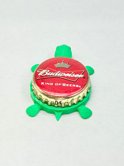 Budweiser King of Beers - Bottle Cap Magnet Turtle Shell Shocked Art
