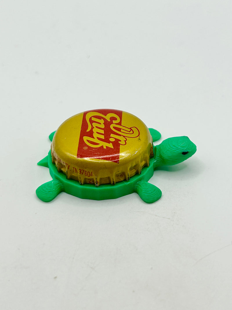 Dr Enuf Soda - Bottle Cap Magnet Turtle Shell Shocked Art