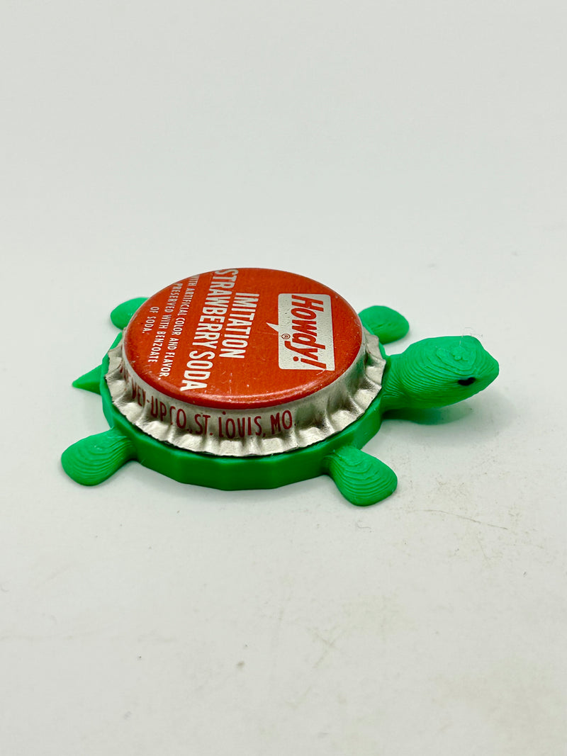 Howdy Strawberry Soda (Vintage) - Bottle Cap Magnet Turtle Shell Shocked Art
