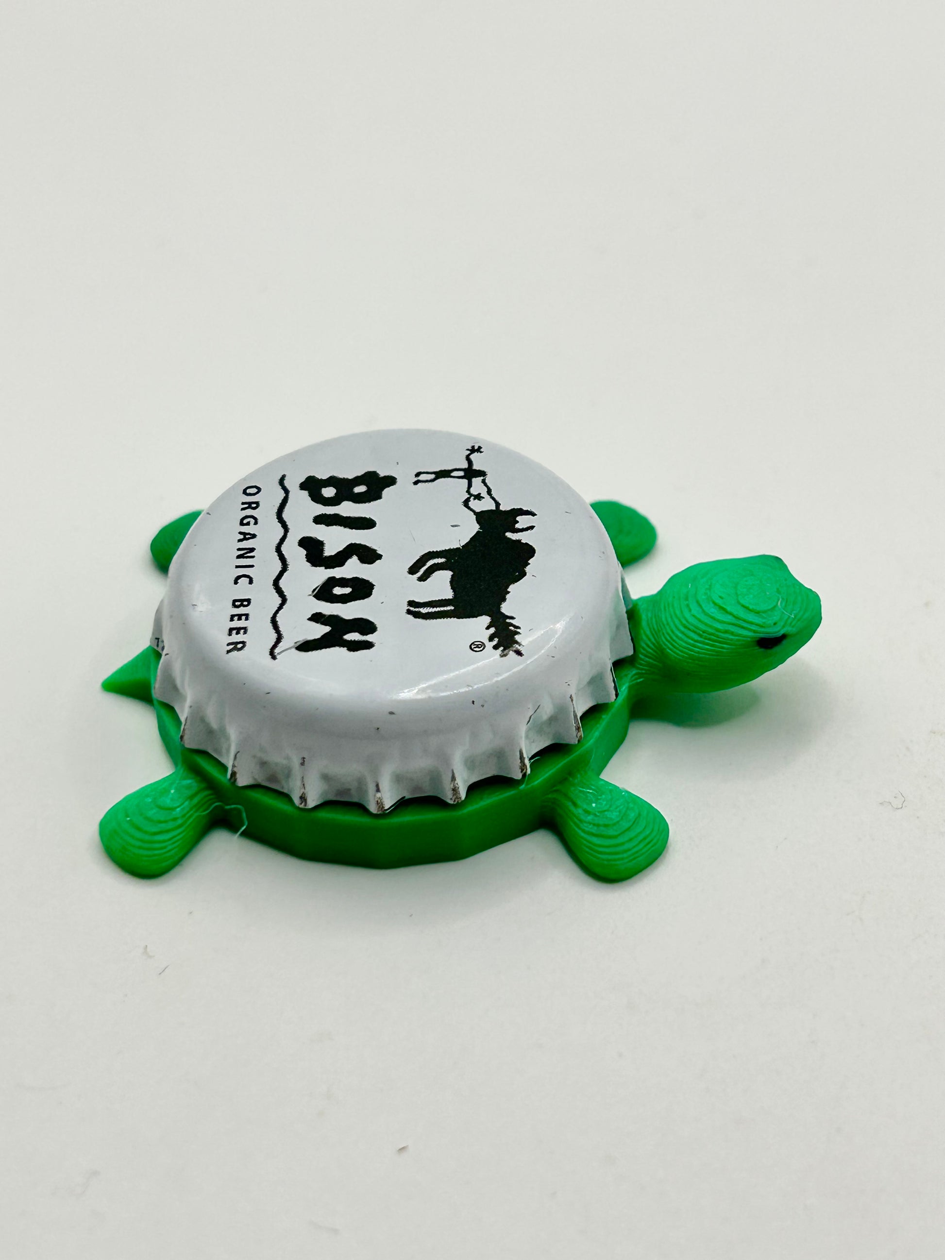 Bison Beer (White, Organic Beer) - Bottle Cap Magnet Turtle Shell Shocked Art