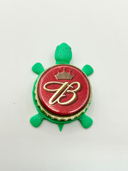 Budweiser (B with Crown) - Bottle Cap Magnet Turtle Shell Shocked Art