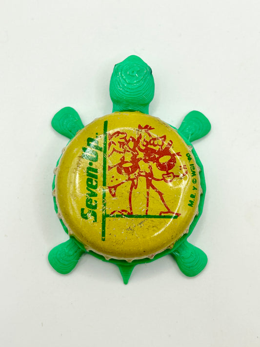 7 Up Soda Taz (Vintage) - Bottle Cap Magnet Turtle Shell Shocked Art