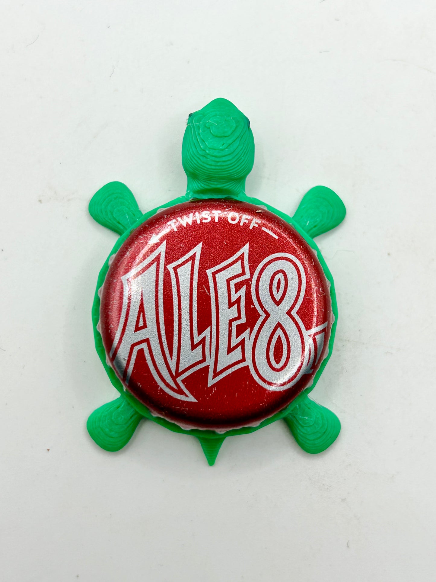 Ale8 (Red) - Bottle Cap Magnet Turtle Shell Shocked Art