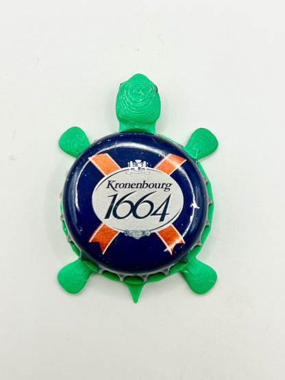 Kronenbourg 1664 (Blue & Red) - Bottle Cap Magnet Turtle Shell Shocked Art